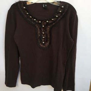 Essentials by Milano Med long sleeve Brown fur but